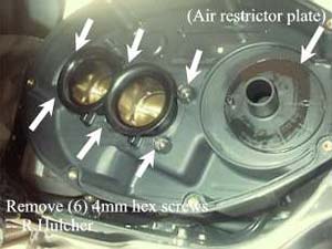 Inside the airbox showing restrictor 'top hat'