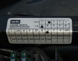 The frame sticker gives year and batch information, as well as the country the bike was originally intended for